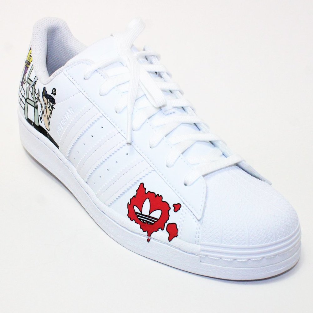 Adidas Superstar White "Painted Comic Art" Classic Shell Toe Men's 10.5 NWT! - Picture 3 of 12